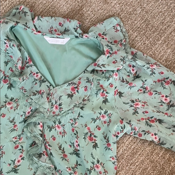 LC Lauren Conrad Mint Green Floral Blouse - Picture 4 of 11